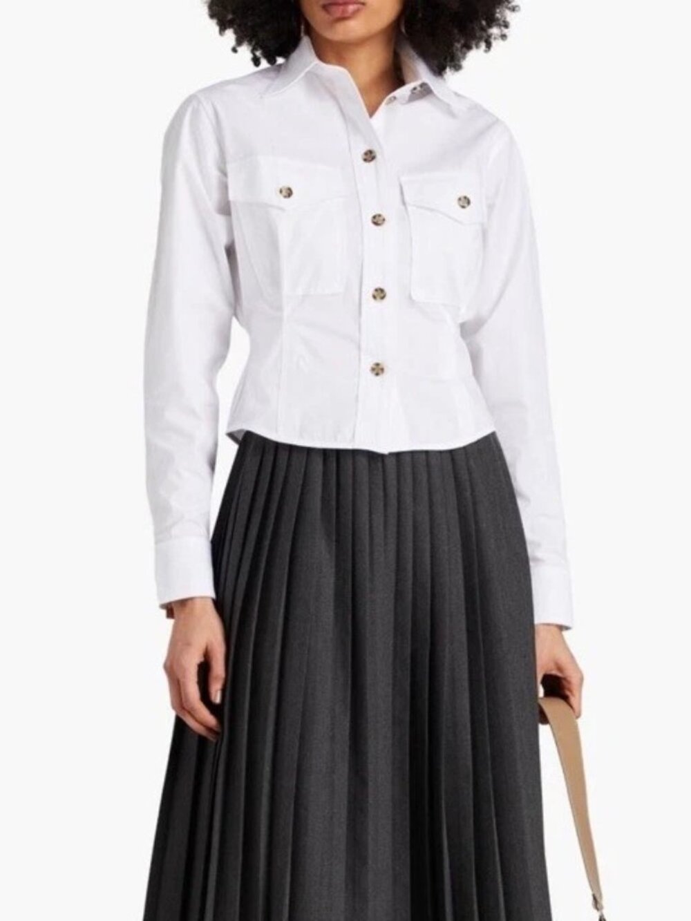 Victoria Beckham Cotton Button Up Utilitarian Shirt White UK 12 US 8 NWT